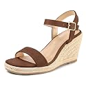 mysoft Women's Espadrille Wedge Sandals Square Open Toe Platform Sandals