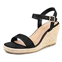 mysoft Women's Espadrille Wedge Sandals Square Open Toe Platform Sandals