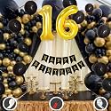 16th Birthday Decoration Items for Black and Gold Theme Combination for Boys Girls | 50 Pcs Black Gold Balloon | Black Birthday Banner | Balloon Pump | Arch Tape | Glue Dots