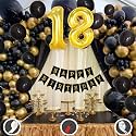 18th Birthday Decoration Items for Black and Gold Theme Combination for Boys Girls | 50 Pcs Black Gold Balloon | Black Birthday Banner | Balloon Pump | Arch Tape | Glue Dots
