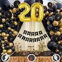 20th Birthday Decoration Items for Black and Gold Theme Combination for Boys Girls | 50 Pcs Black Gold Balloon | Black Birthday Banner | Balloon Pump | Arch Tape | Glue Dots