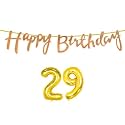 29th Happy Birthday Decoration Kit Rose Gold for 29 Year Old Boys Girls Women with Number Twenty-nine Decorations Decor Celebration Items Item Set Combo Reusable Cursive Banner