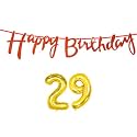 29th Happy Birthday Decoration Kit Orange for 29 Year Old Boys Girls with Number Twenty-nine Decorations Decor Celebration Items Item Set Combo Reusable Cursive Banner