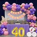 40th Birthday Decoration Items for Pink and Purple Theme Combination for Girls Princes | 50 Pcs Pink Purple Gold Balloon | Pink Birthday Banner | Balloon Pump | Arch Tape | Glue Dots