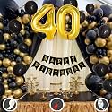 40th Birthday Decoration Items for Black and Gold Theme Combination for Boys Girls | 50 Pcs Black Gold Balloon | Black Birthday Banner | Balloon Pump | Arch Tape | Glue Dots