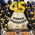 45th Birthday Decoration Items for Black and Gold Theme Combination for Boys Girls | 50 Pcs Black Gold Balloon | Black Birthday Banner | Balloon Pump | Arch Tape | Glue Dots