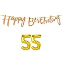 55th Happy Birthday Decoration Kit Rose Gold for 55 Year Old Women with Number Fifty-five Decorations Decor Celebration Items Item Set Combo Reusable Cursive Banner