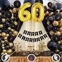 60th Birthday Decoration Items for Black and Gold Theme Combination for Boys Girls | 50 Pcs Black Gold Balloon | Black Birthday Banner | Balloon Pump | Arch Tape | Glue Dots