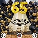 65th Birthday Decoration Items for Black and Gold Theme Combination for Boys Girls | 50 Pcs Black Gold Balloon | Black Birthday Banner | Balloon Pump | Arch Tape | Glue Dots