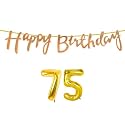 75th Happy Birthday Decoration Kit Rose Gold for 75 Year Old Women with Number Seventy-five Decorations Decor Celebration Items Item Set Combo Reusable Cursive Banner