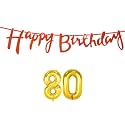 80th Happy Birthday Decoration Kit Orange for 80 Year Old Women Adults with Number Eighty Decorations Decor Celebration Items Item Set Combo Reusable Cursive Banner