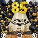 85th Birthday Decoration Items for Black and Gold Theme Combination for Boys Girls | 50 Pcs Black Gold Balloon | Black Birthday Banner | Balloon Pump | Arch Tape | Glue Dots