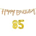 85th Happy Birthday Decoration Kit Rose Gold for 85 Year Old Women with Number Eighty-five Decorations Decor Celebration Items Item Set Combo Reusable Cursive Banner