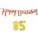 85th Happy Birthday Decoration Kit Orange for 85 Year Old Women Adults with Number Eighty-five Decorations Decor Celebration Items Item Set Combo Reusable Cursive Banner