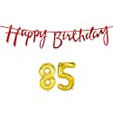 85th Happy Birthday Decoration Kit Red for 85 Year Old Women with Number Eighty-five Decorations Decor Celebration Items Item Set Combo Reusable Cursive Banner