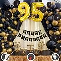 95th Birthday Decoration Items for Black and Gold Theme Combination for Boys Girls | 50 Pcs Black Gold Balloon | Black Birthday Banner | Balloon Pump | Arch Tape | Glue Dots