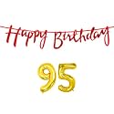 95th Happy Birthday Decoration Kit Red for 95 Year Old Women with Number Ninety-five Decorations Decor Celebration Items Item Set Combo Reusable Cursive Banner
