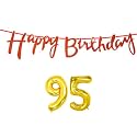 95th Happy Birthday Decoration Kit Orange for 95 Year Old Women Adults with Number Ninety-five Decorations Decor Celebration Items Item Set Combo Reusable Cursive Banner