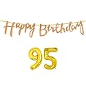 95th Happy Birthday Decoration Kit Rose Gold for 95 Year Old Women with Number Ninety-five Decorations Decor Celebration Items Item Set Combo Reusable Cursive Banner