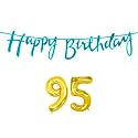 95th Happy Birthday Decoration Kit Blue for 95 Year Old Women Adults with Number Ninety-five Decorations Decor Celebration Items Item Set Combo Reusable Cursive Banner
