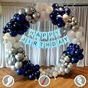 Birthday Decoration Items for Blue and White Theme Combination for Boys Girls | 50 Pcs Blue White Silver Balloon | Blue Birthday Banner | Balloon Pump | Arch Tape | Glue Dots