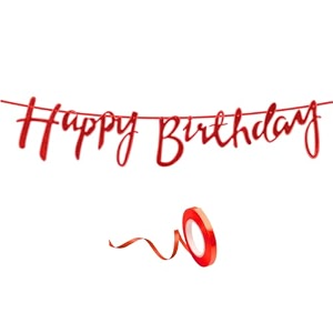 happy birthday decoration kit red for boys girls kids women twins car decorations decor celebration items item set combo reusable cursive banner