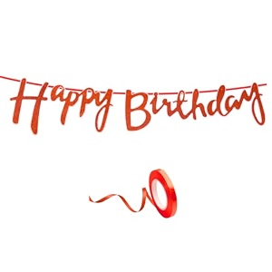 happy birthday decoration kit orange for boys girls kids women adults twins car decorations decor celebration items item set combo reusable cursive banner