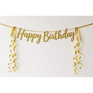 happy birthday decoration kit golden for boys girls kids women adult tweens car decorations decor celebration items item set combo reusable cursive banner