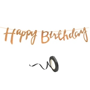 happy birthday decoration kit rose gold for boys girls kids women twins car decorations decor celebration items item set combo reusable cursive banner