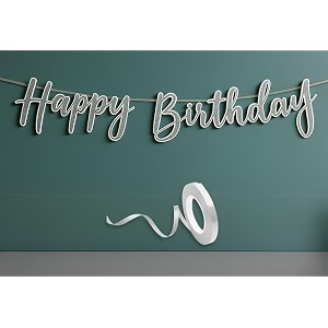 happy birthday decoration kit silver for boys girls kids women twins car decorations decor celebration items item set combo reusable cursive banner