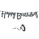 Mystic Toy Store Happy Birthday Decoration Kit Black for Boys Girls Kids Women Adults Twins Car Decorations Decor Celebration Items Item Set Combo Reusable Cursive Banner