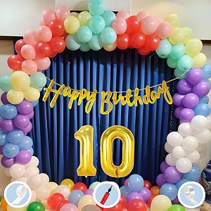 natural latex balloon paper banner 10th multicolour birthday decoration for boy girl kid men women60pcs mix balloongold cursive glitter birthday bannerballoonpumparchtapegluedot