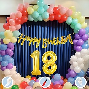 natural latex balloon paper banner 18th multicolour birthday decoration for boy girl kid men women60pcs mix balloongold cursive glitter birthday bannerballoonpumparchtapegluedot