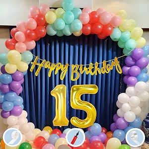 natural latex balloon paper banner 15th multicolour birthday decoration for boy girl kid men women60pcs mix balloongold cursive glitter birthday bannerballoonpumparchtapegluedot