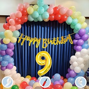 natural latex balloon paper banner 9th multicolour birthday decoration for boy girl kid men women60pcs mix balloonsgold cursive glitter birthday bannerballoonpumparchtapegluedot