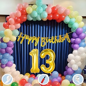 natural latex balloon paper banner 13th multicolour birthday decoration for boy girl kid men women60pcs mix balloongold cursive glitter birthday bannerballoonpumparchtapegluedot