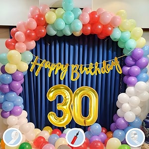 natural latex balloon paper banner 30th multicolour birthday decoration for boy girl kid men women60pcs mix balloongold cursive glitter birthday bannerballoonpumparchtapegluedot