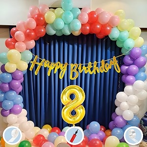 natural latex balloon paper banner 8th multicolour birthday decoration for boy girl kid men women60pcs mix balloonsgold cursive glitter birthday bannerballoonpumparchtapegluedot