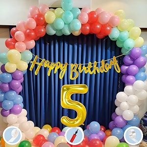 natural latex balloon paper banner 5th multicolour birthday decoration for boy girl kid men women60pcs mix balloonsgold cursive glitter birthday bannerballoonpumparchtapegluedot