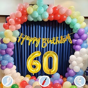 natural latex balloon paper banner 60th multicolour birthday decoration for boy girl kid men women60pcs mix balloongold cursive glitter birthday bannerballoonpumparchtapegluedot