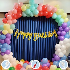 natural latex balloon paper banner multicolour birthday decoration for boy girl kid men women60 pcs mix balloonsgold cursive glitter birthday bannerballoon pumparch tapeglue dot