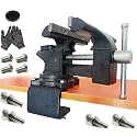 MYTEC 2-In-1 Bench Vise Heavy Duty for Workbench, 6.0" black, Upgraded Multi-Purpose Table Vice, Universal Rotate 270°Work Clamp-On Vise