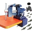 MYTEC 2-In-1 Bench Vise Heavy Duty for Workbench, 6.0" blue, Upgraded Multi-Purpose Table Vice, Universal Rotate 270°Work Clamp-On Vise
