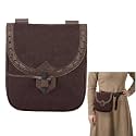 Mythrojan Belt Pouch Viking Canvas Belt Bag Medieval Bag Renaissance Costume Accessories LARP Waist Bag Cosplay Coin Purse Antique Vintage Coin Pouch - Brown
