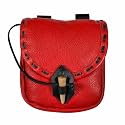 Mythrojan Belt Pouch Viking Leather Bag Medieval Belt Bag Renaissance Costume Accessories LARP Waist Bag Cosplay Coin Purse Antique Vintage Coin Pouch - Red &amp; Black