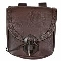 Mythrojan Leather Belt Pouch Medieval Genuine Leather Bag Costume Accessories Pouch Viking Belt Renaissance Coin Purse for LARP Fantasy Events, Ren Faire, Halloween- Brown