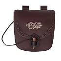 Mythrojan Leather Belt Pouch Medieval Original Leather Bag Costume Accessories Pouch Viking Belt Coin Bag (Leather Pouch, Pecan Brown)