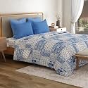 Mytrident Bedsheet for Double Bed King Size |108" x 108" | Agatha Blue