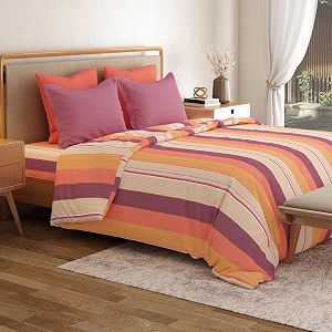 mytrident bedsheet for double bed queen size 90 inches x 100 inches  brooke red
