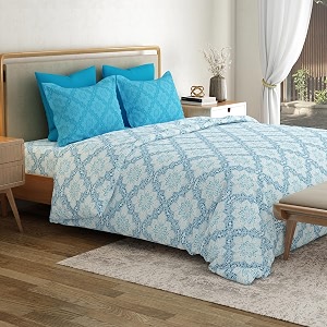 mytrident bedsheet for double bed queen size 90 inches x 100 inches  harper blue